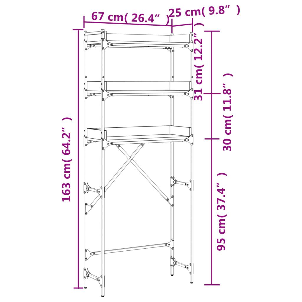 Washing Machine Shelf 67X25X163 Cm Engineered Wood