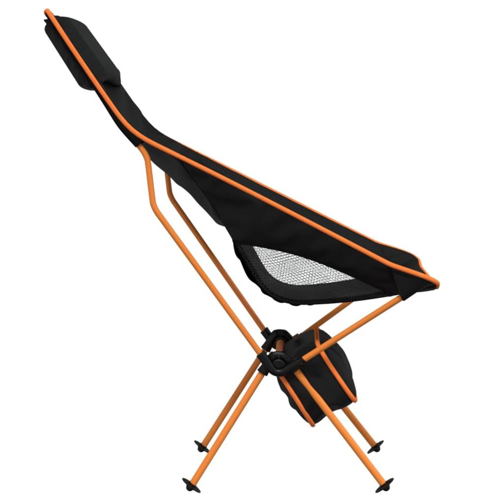 Foldable Camping Chairs 2 Pcs Black Oxford Fabric And Aluminium