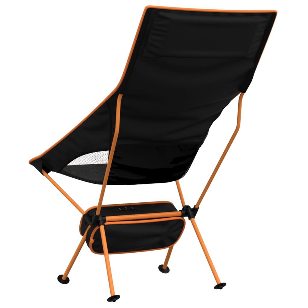 Foldable Camping Chairs 2 Pcs Black Oxford Fabric And Aluminium