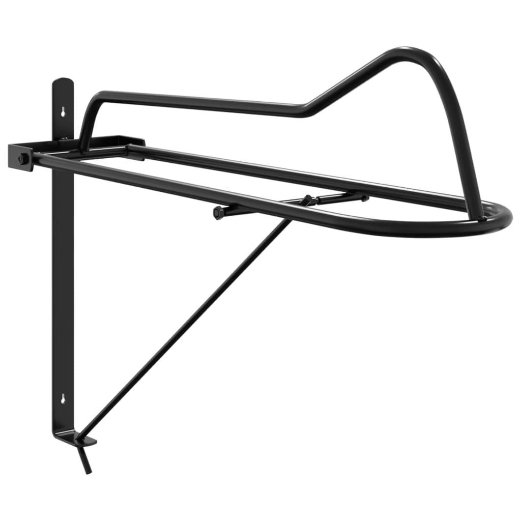 Foldable Saddle Rack Wall Mounted Black Iron