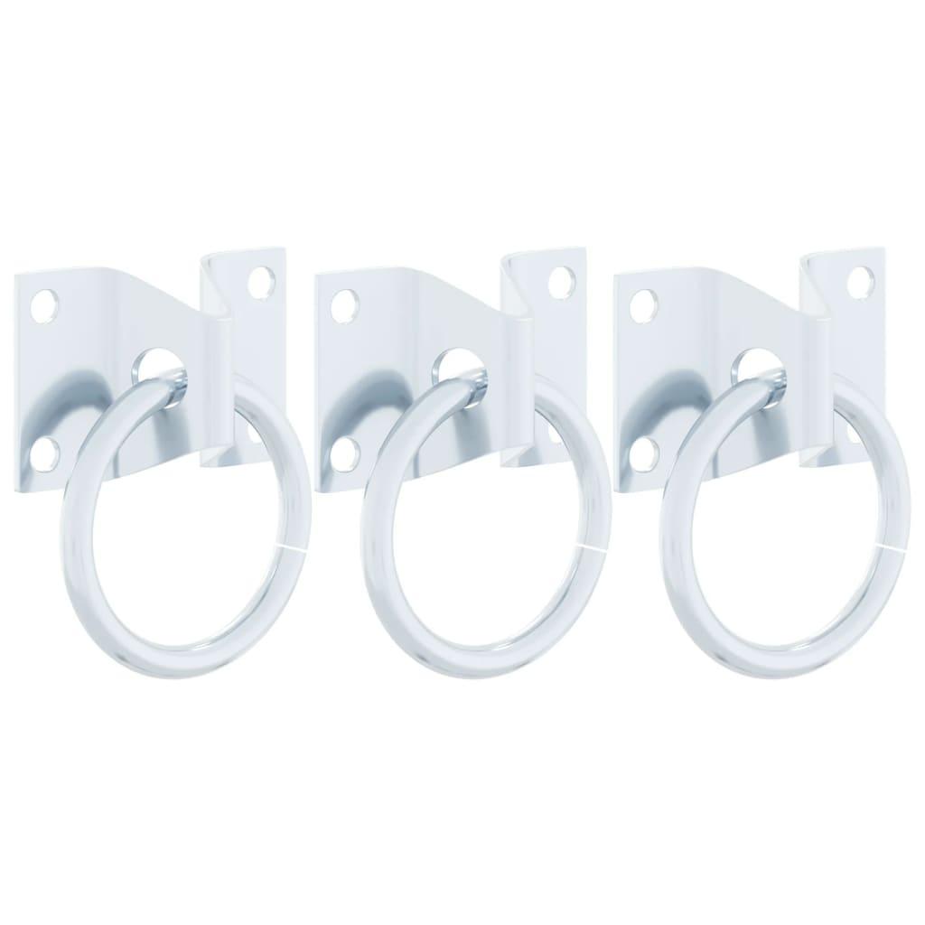 Hitching Rings With Plates 3 Pcs Silver Steel