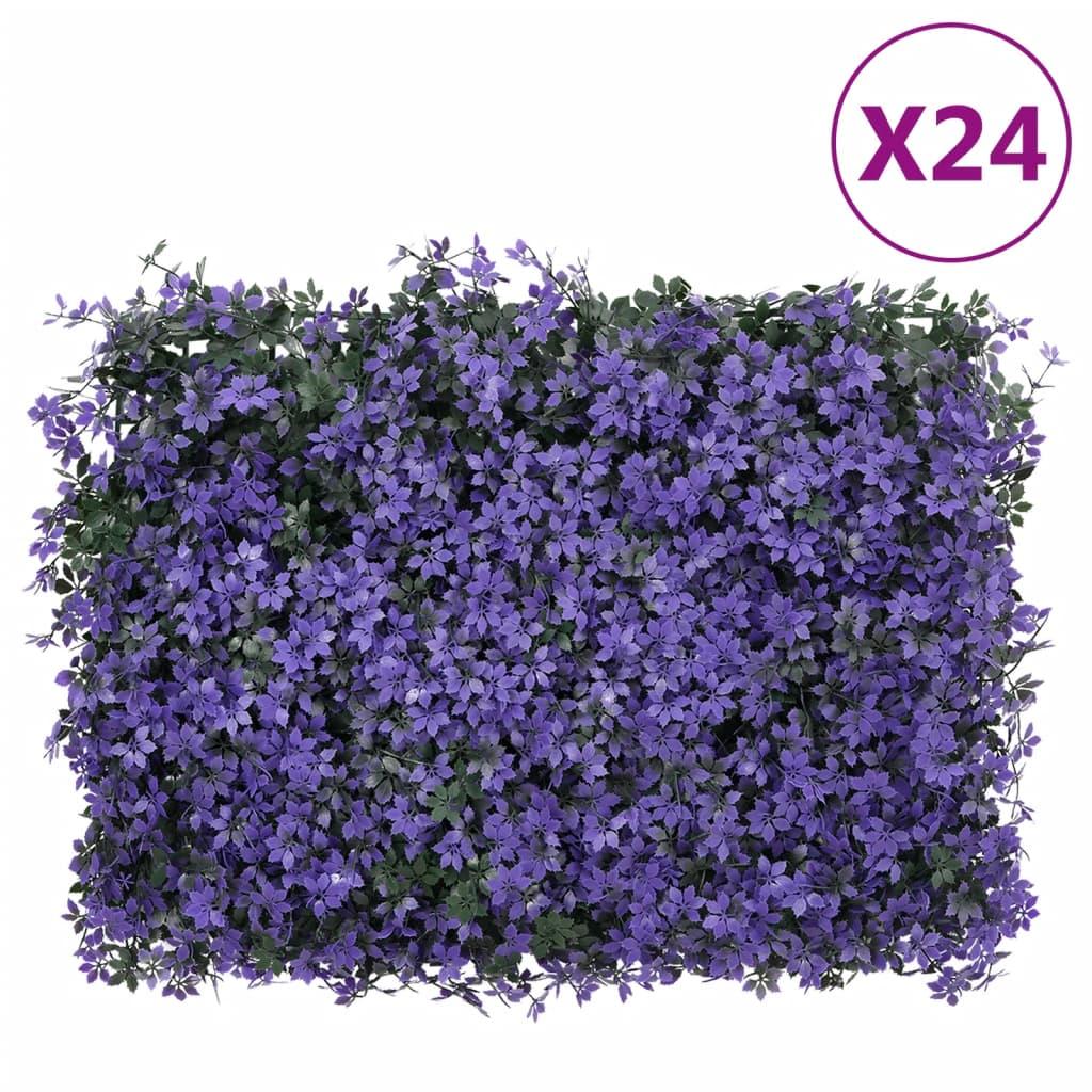   Artificial Leaf Fence 24 Pcs Purple 40X60 Cm