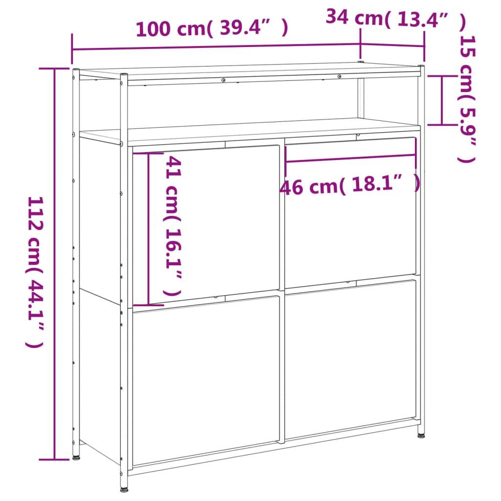 Shoe Cabinet With 4 Flip-Drawers