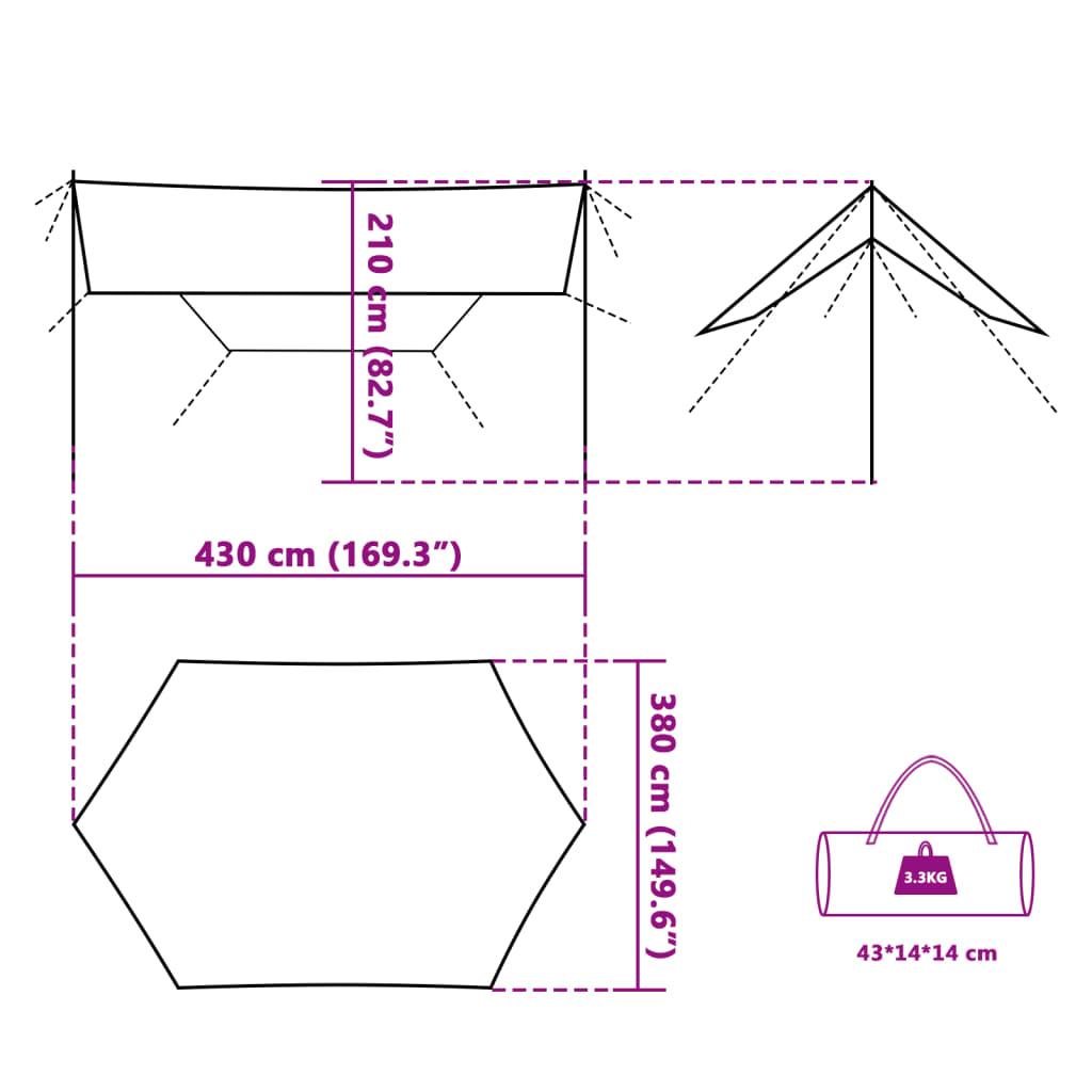 Camping Tarp 430X380X210 Cm Waterproof