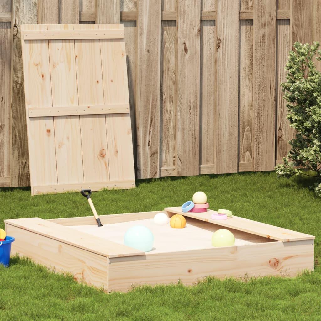 Sandpit With Cover 111X111X19.5 Cm Solid Wood Douglas