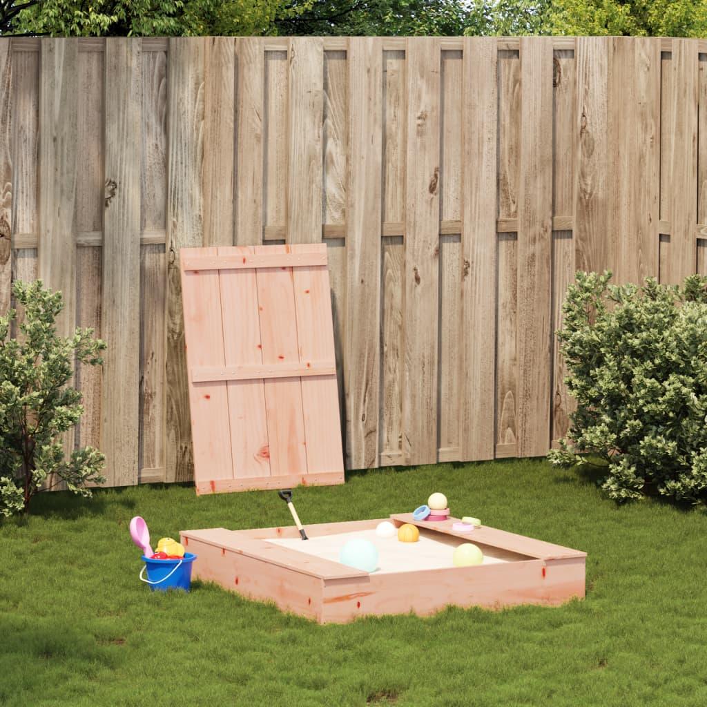 Sandpit With Cover 111X111X19.5 Cm Solid Wood Douglas