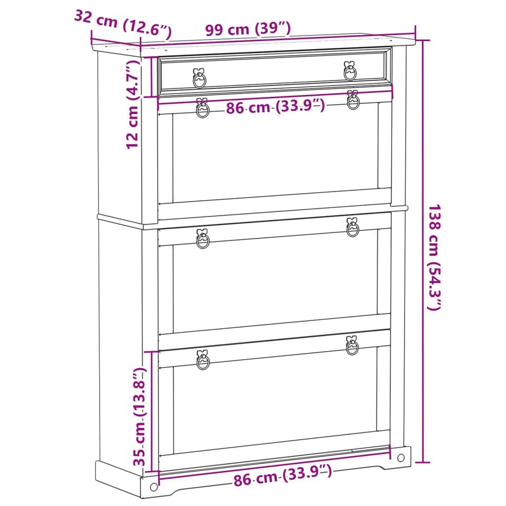 Shoe Cabinet Corona Solid Wood Pine