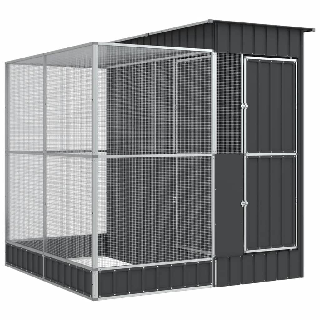 Aviary With Extension Silver Steel