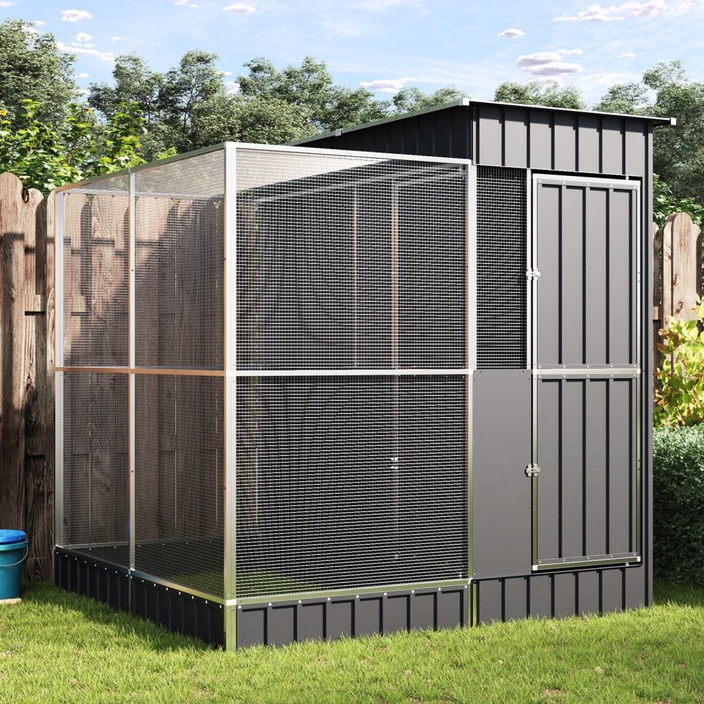 Aviary With Extension Silver Steel