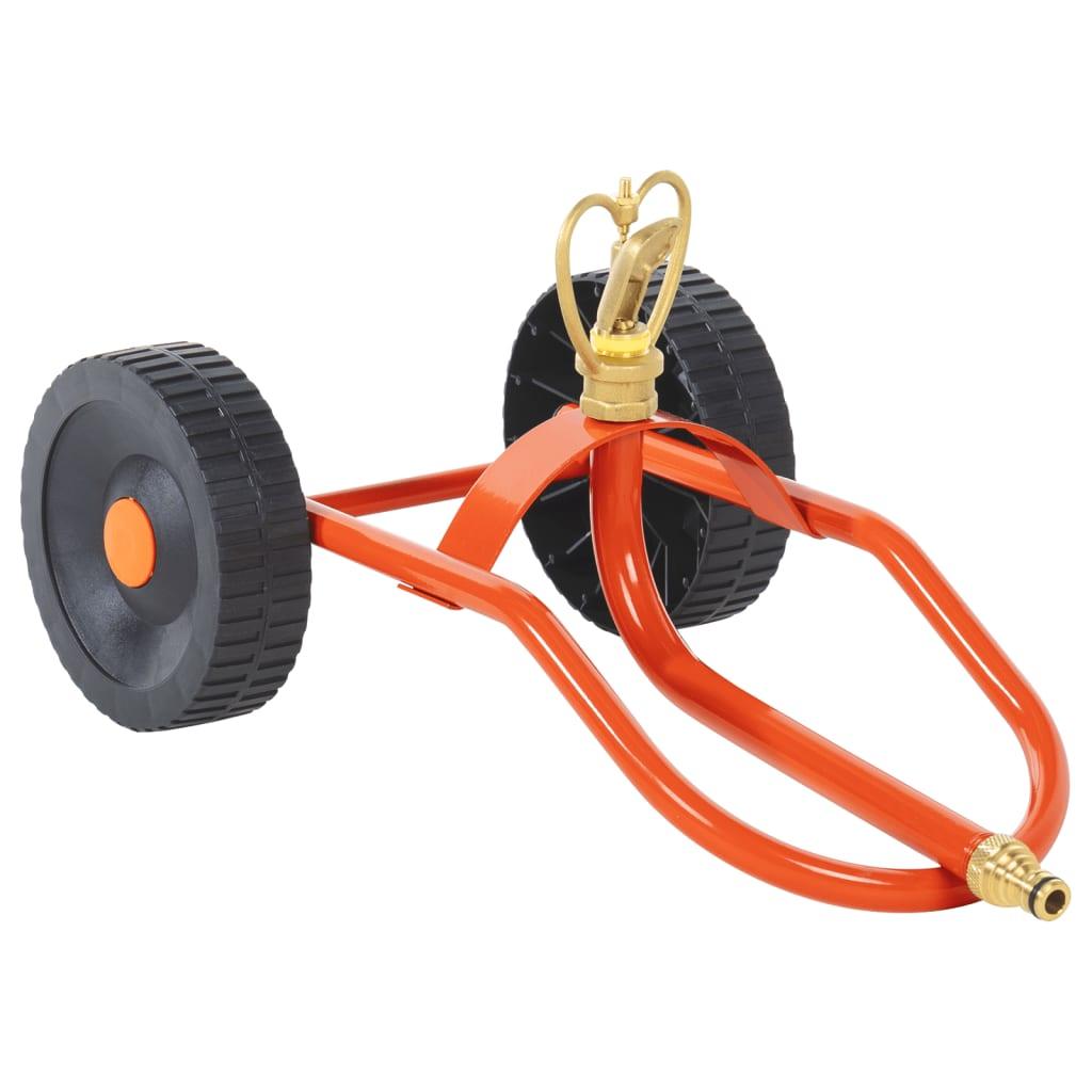 Wheeled Sprinkler Sled With Rotatable Head Red Steel