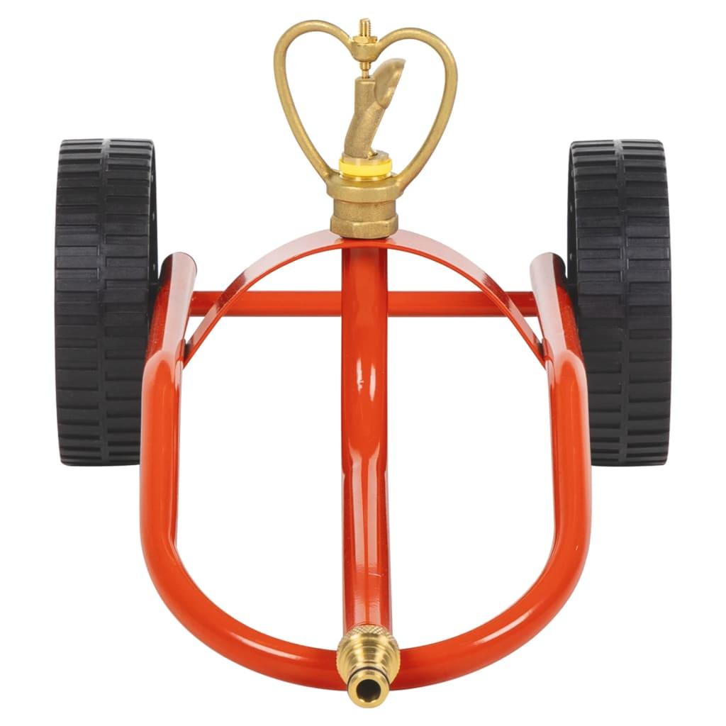 Wheeled Sprinkler Sled With Rotatable Head Red Steel