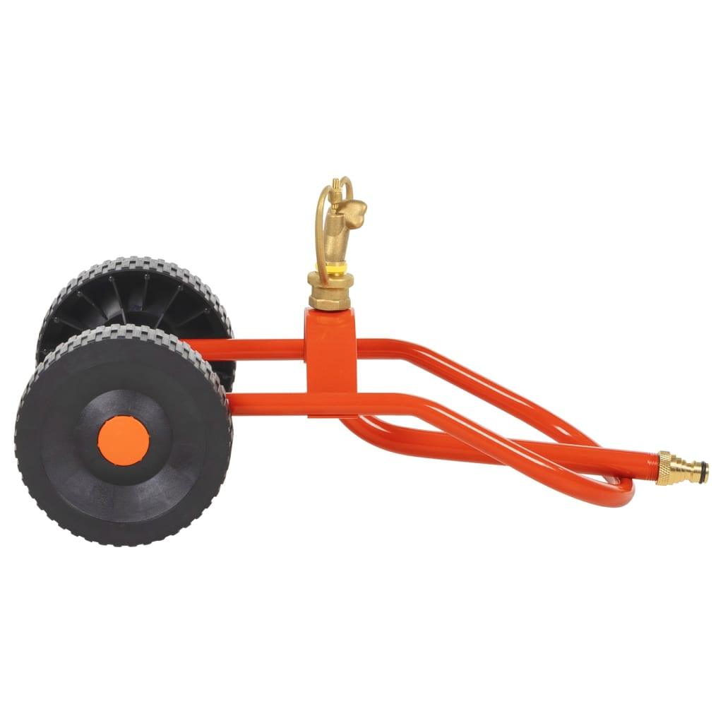 Wheeled Sprinkler Sled With Rotatable Head Red Steel