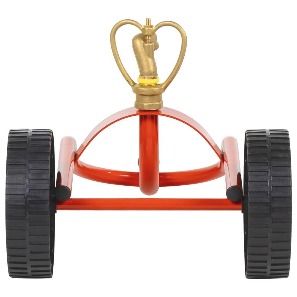 Wheeled Sprinkler Sled With Rotatable Head Red Steel