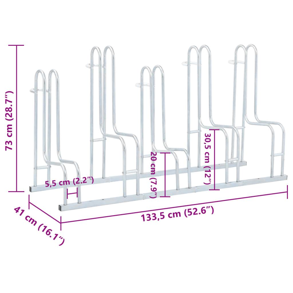 Bicycle Stand For 5 Bikes Floor Freestanding Galvanised Steel