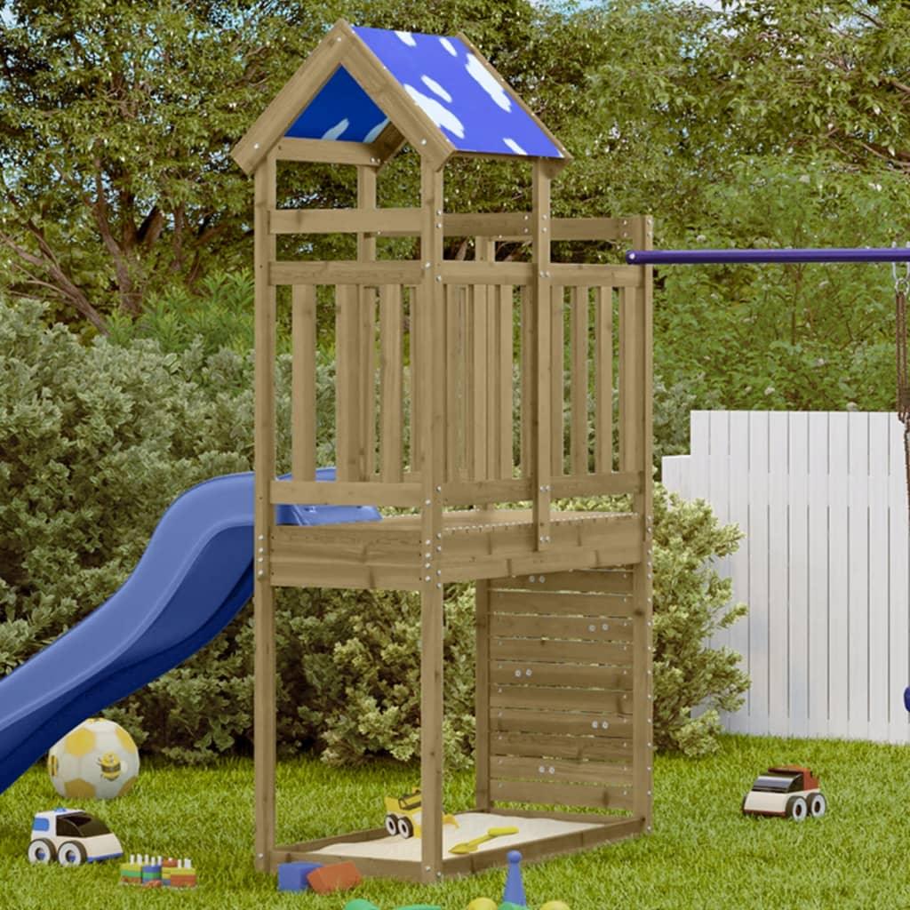 Play Tower With Rockwall 110.5X52.5X215Cm Solid Wood Pine