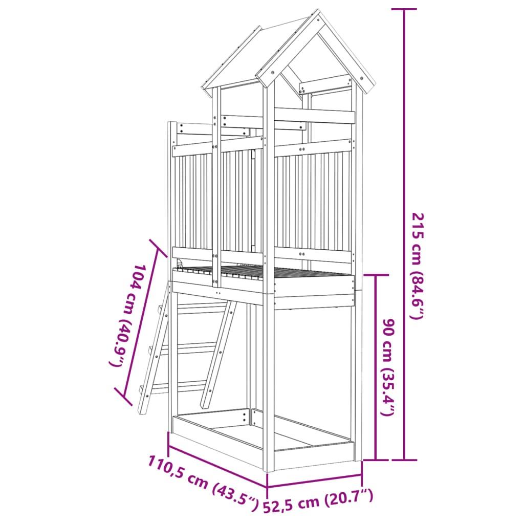 Play Tower With Ladder 110.5X52.5X215 Cm Solid Wood Douglas Fir