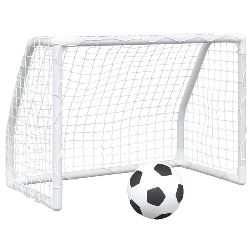 Kids' Football Goals 2 Pcs With Ball White 64X35X48 Cm Metal