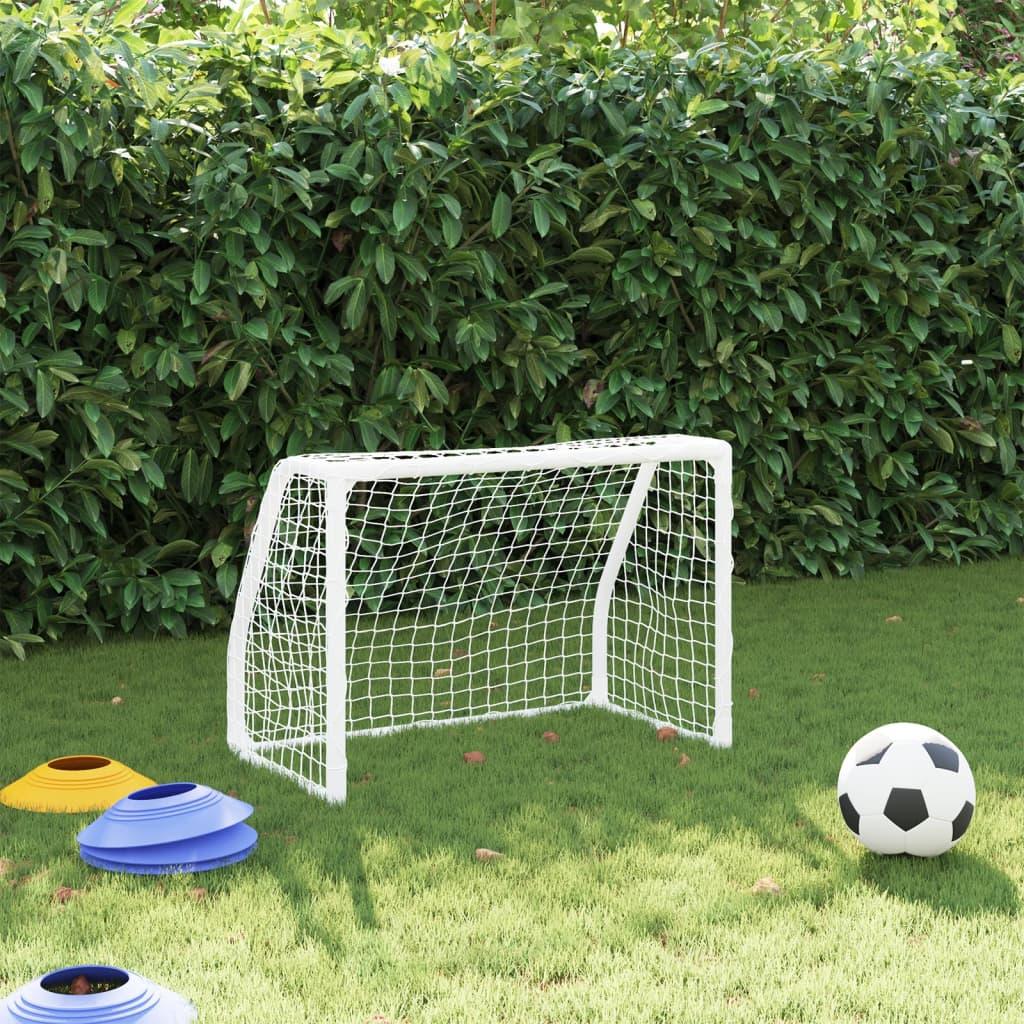 Kids' Football Goals 2 Pcs With Ball White 64X35X48 Cm Metal