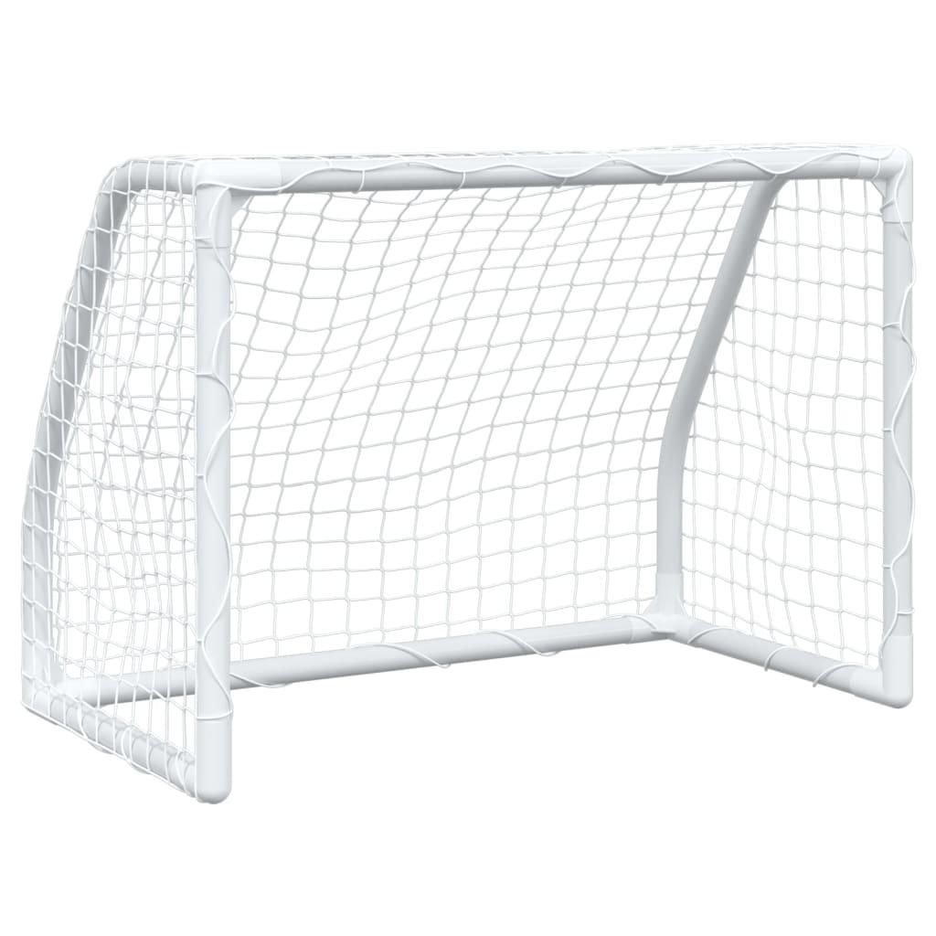 Kids' Football Goals 2 Pcs With Ball White 64X35X48 Cm Metal