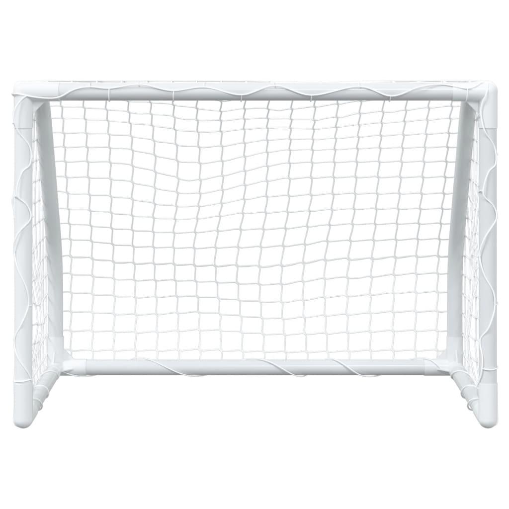 Kids' Football Goals 2 Pcs With Ball White 64X35X48 Cm Metal