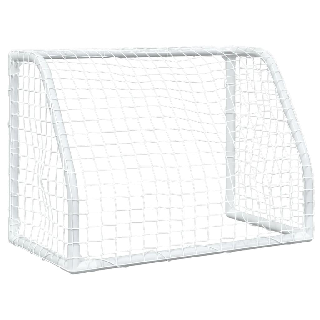 Kids' Football Goals 2 Pcs With Ball White 64X35X48 Cm Metal