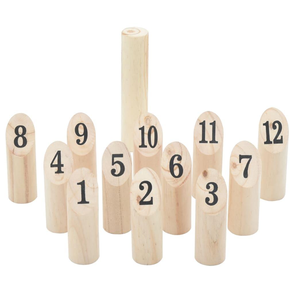 13 Piece Number Kubb Game Set With Carrying Bag Solid Pine Wood