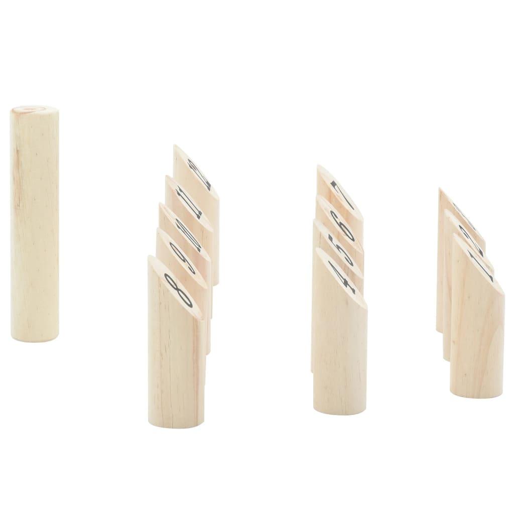 13 Piece Number Kubb Game Set With Carrying Bag Solid Pine Wood