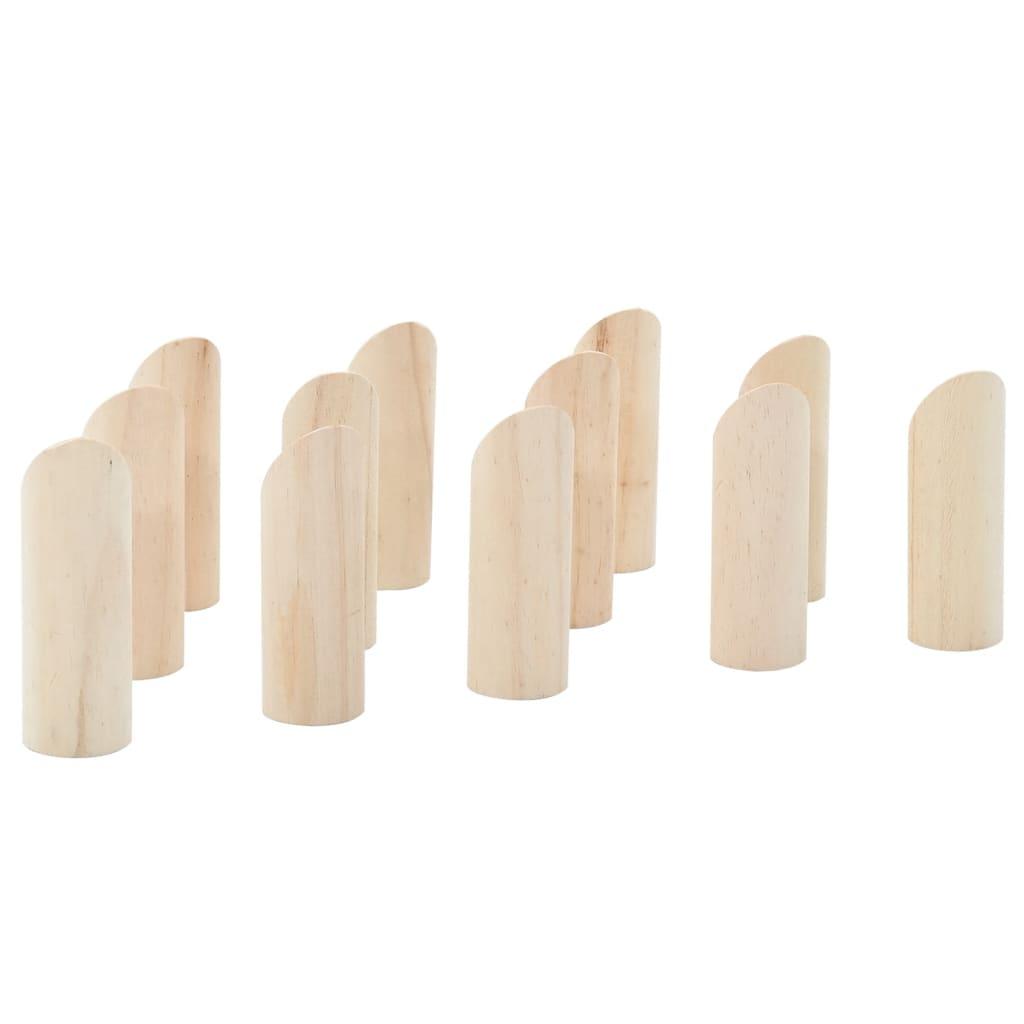 13 Piece Number Kubb Game Set With Carrying Bag Solid Pine Wood