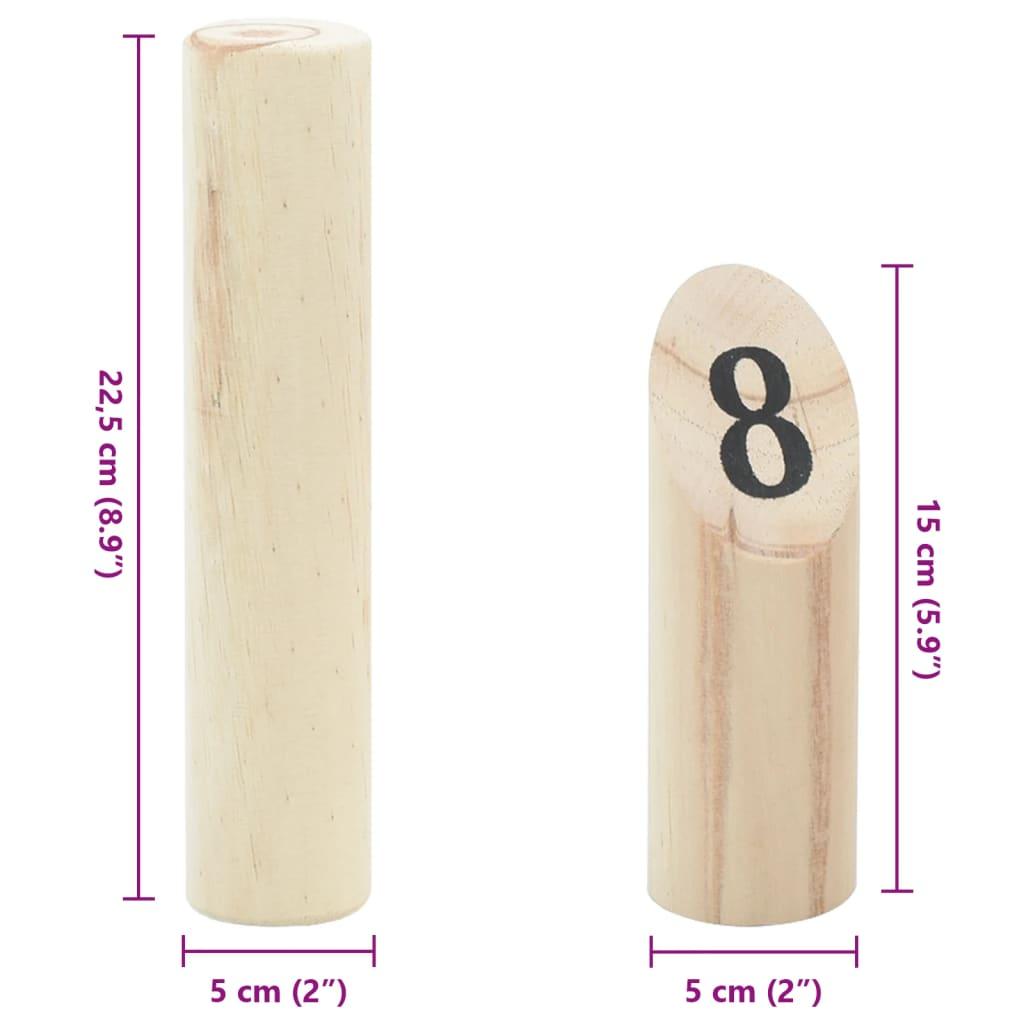 13 Piece Number Kubb Game Set With Carrying Bag Solid Pine Wood