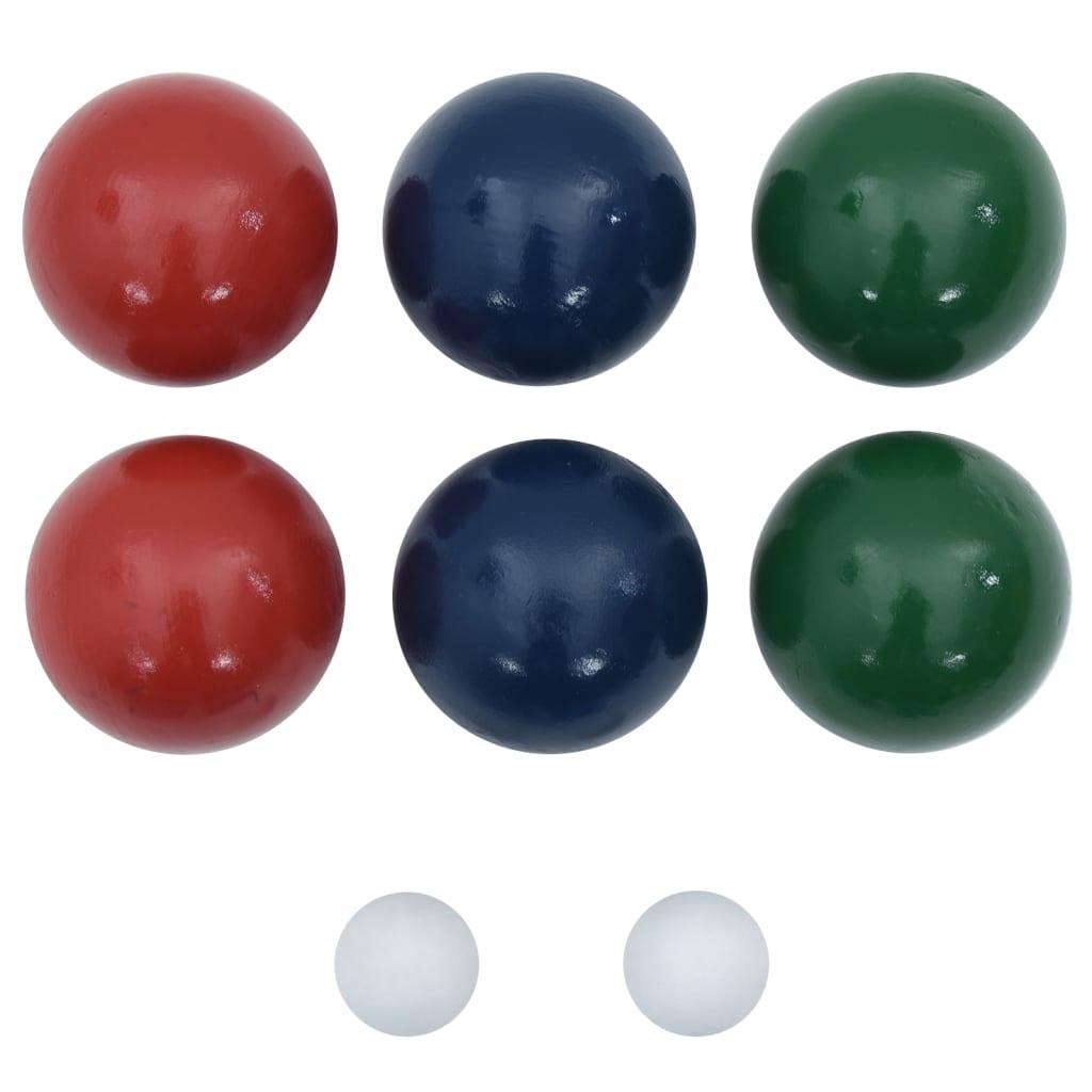 8 Piece Bocce Ball Set With Carrying Bag Solid Pine Wood