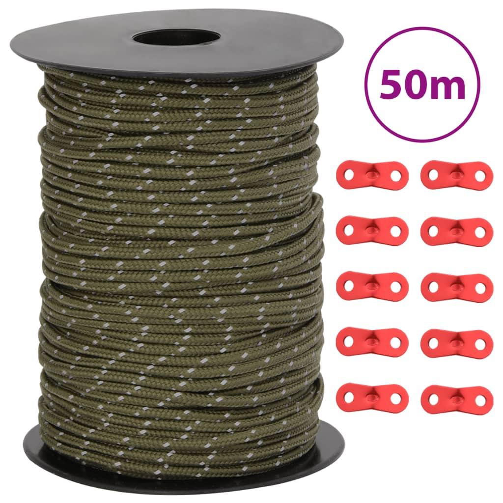 Tent Guy Rope With Reflective Strips And Spanners 50 M