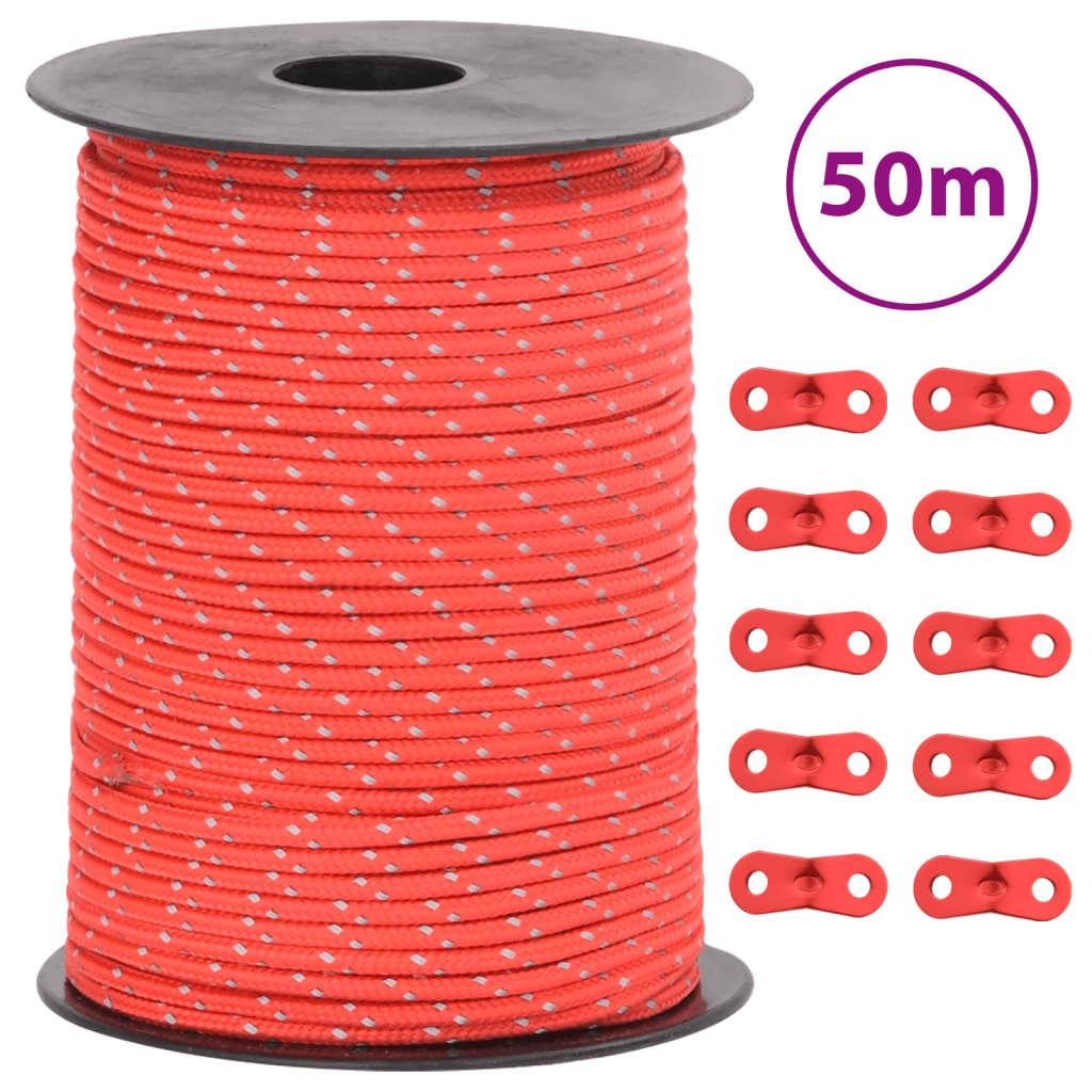 Tent Guy Rope With Reflective Strips And Spanners 50 M