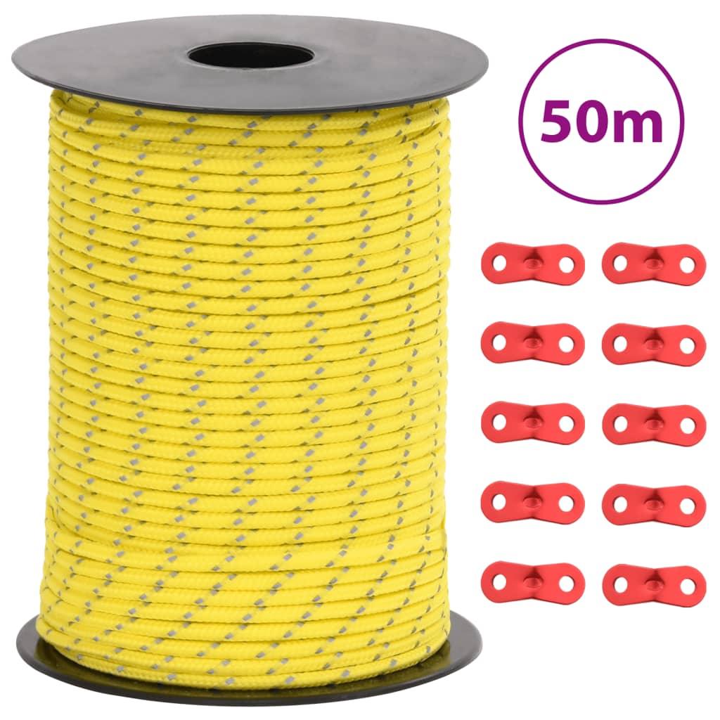 Tent Guy Rope With Reflective Strips And Spanners 50 M