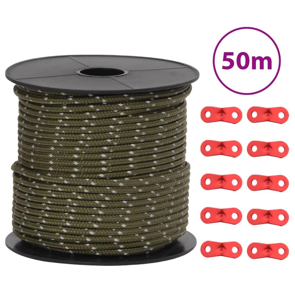 Tent Guy Rope With Reflective Strips And Spanners 50 M