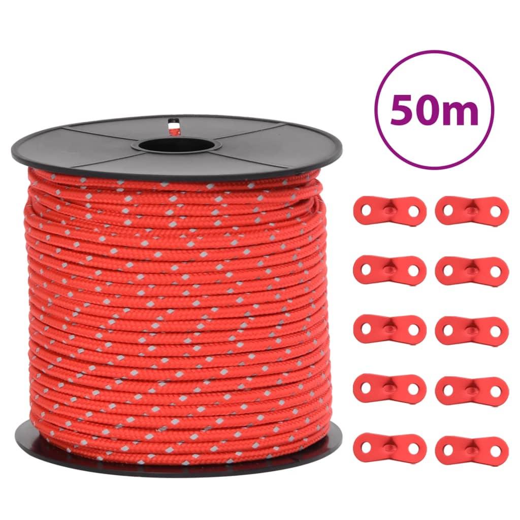 Tent Guy Rope With Reflective Strips And Spanners 50 M