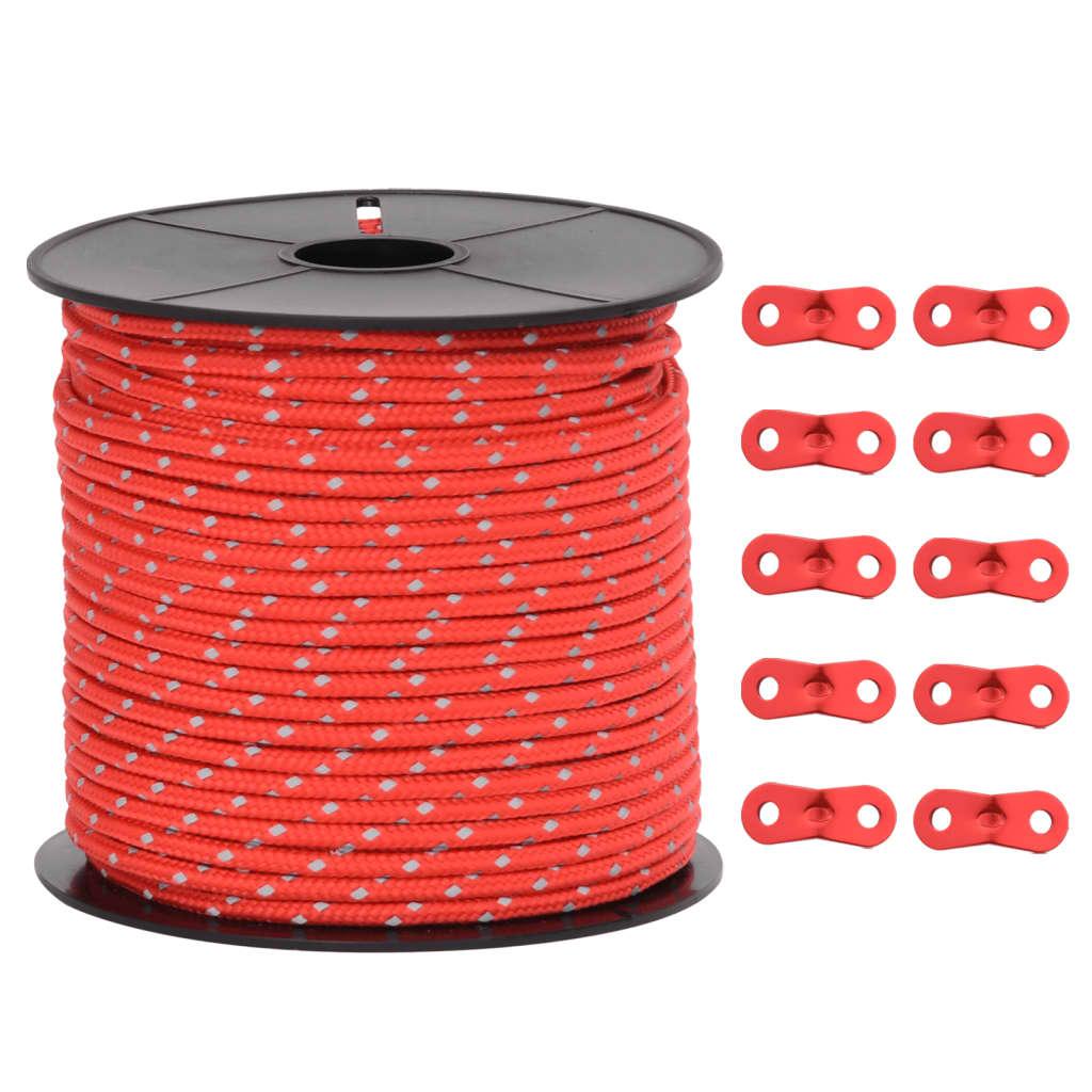 Tent Guy Rope With Reflective Strips And Spanners 50 M