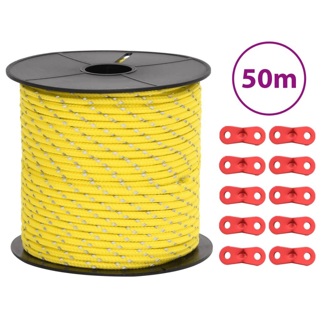 Tent Guy Rope With Reflective Strips And Spanners 50 M