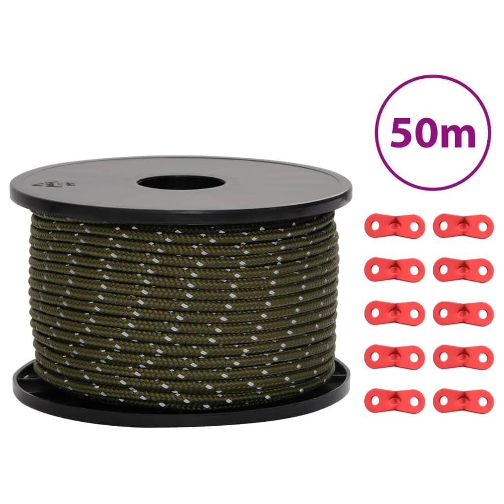 Tent Guy Rope With Reflective Strips And Spanners 50 M