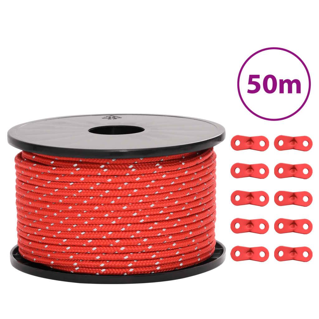 Tent Guy Rope With Reflective Strips And Spanners 50 M