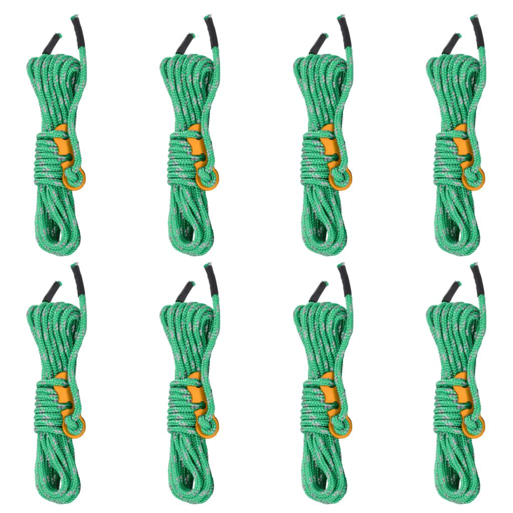 Tent Guy Ropes With Spanners Reflective 8 Pcs 4 M 4 Mm