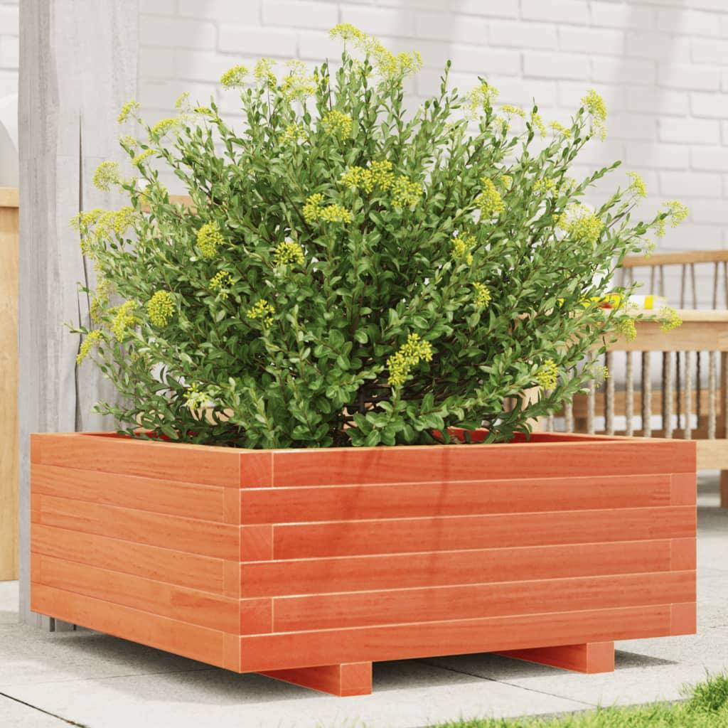 Garden Planter Wax Brown 60X60X26.5 Cm Solid Wood Pine