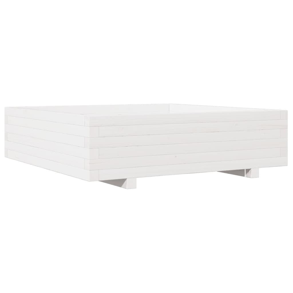 Garden Planter White 90X90X26.5 Cm Solid Wood Pine