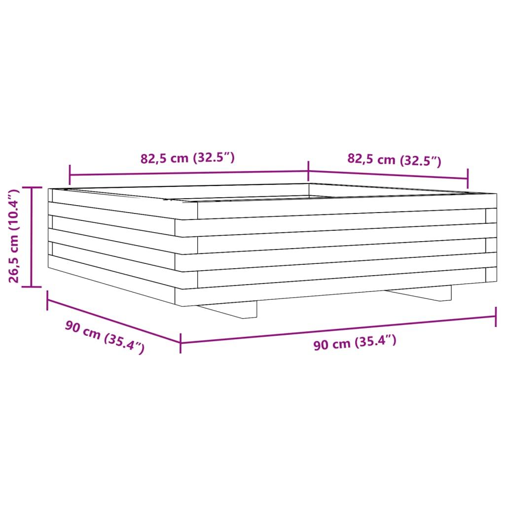 Garden Planter White 90X90X26.5 Cm Solid Wood Pine