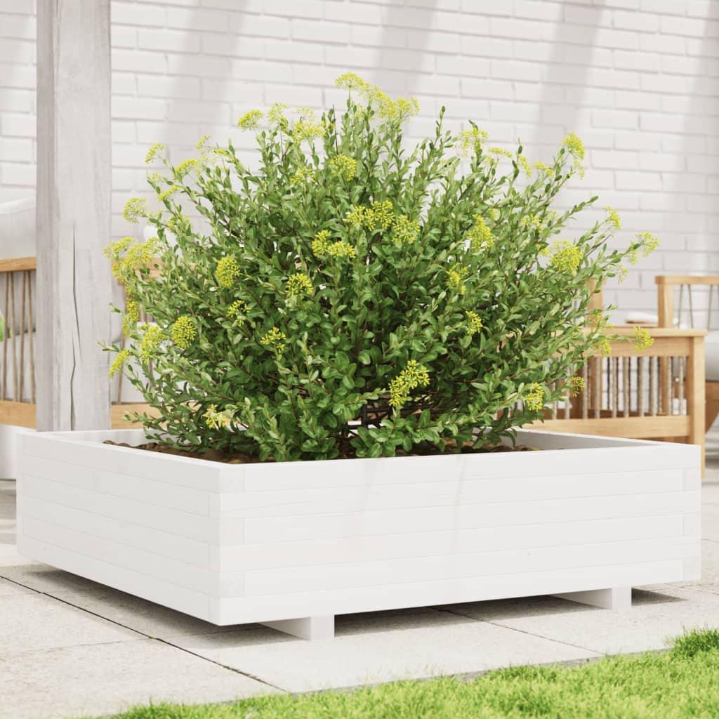 Garden Planter White 90X90X26.5 Cm Solid Wood Pine