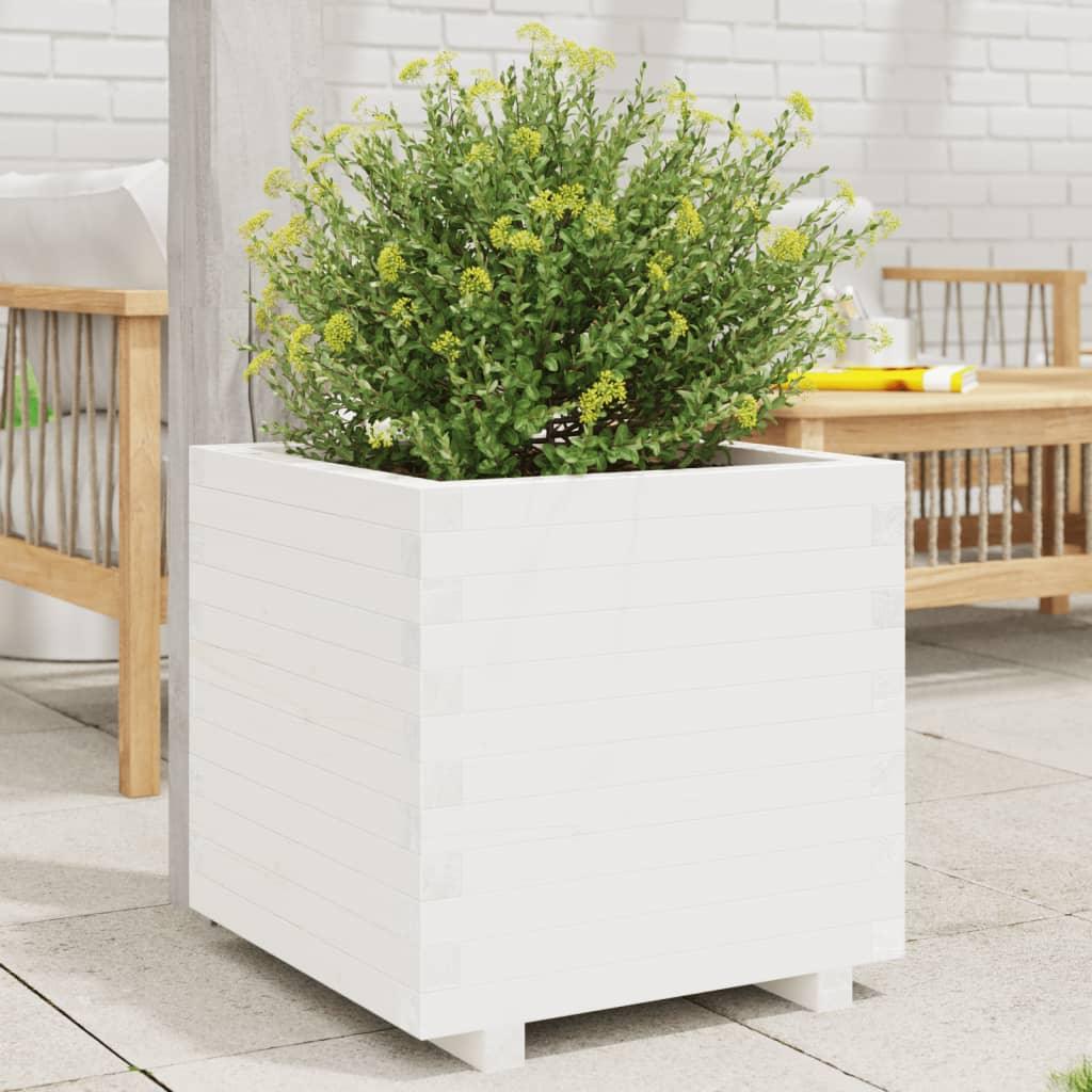 Garden Planter White 60X60X49.5 Cm Solid Wood Pine