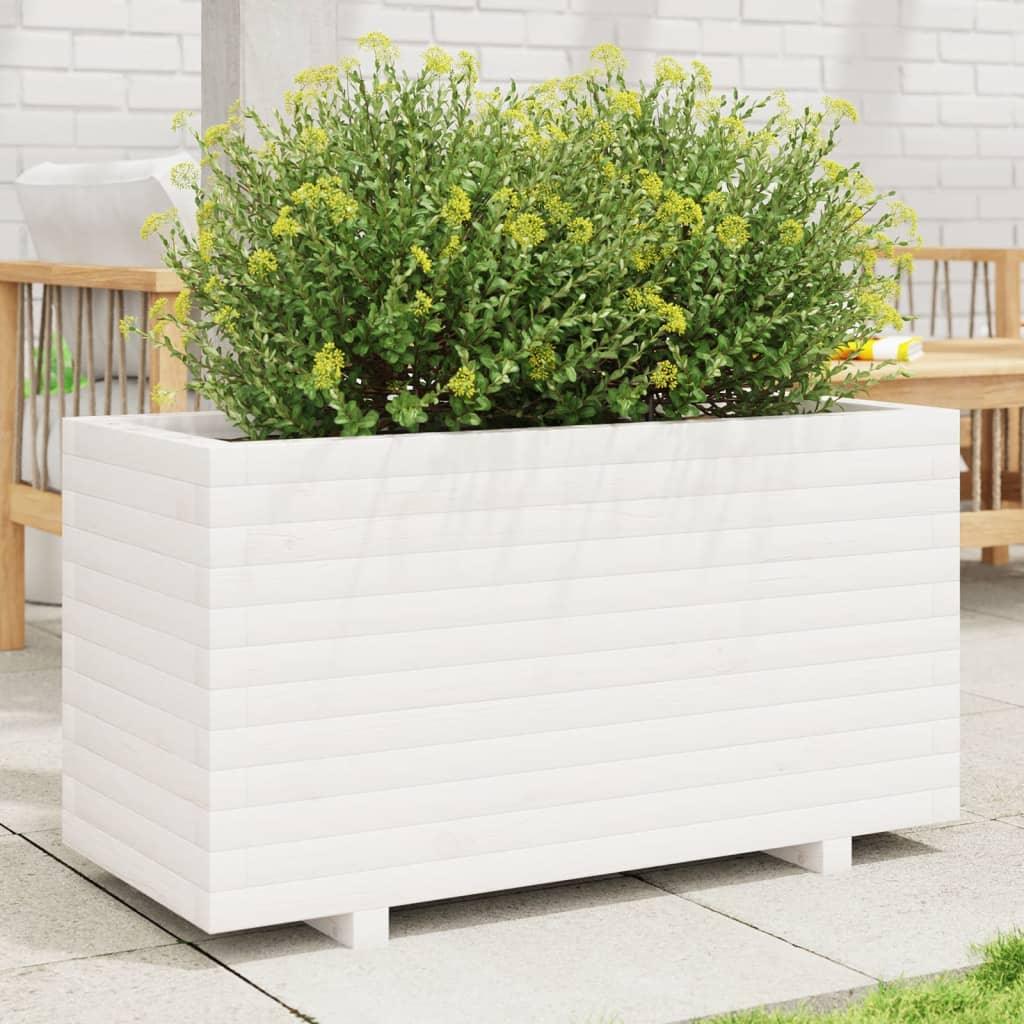 Garden Planter White 90X40X49.5 Cm Solid Wood Pine