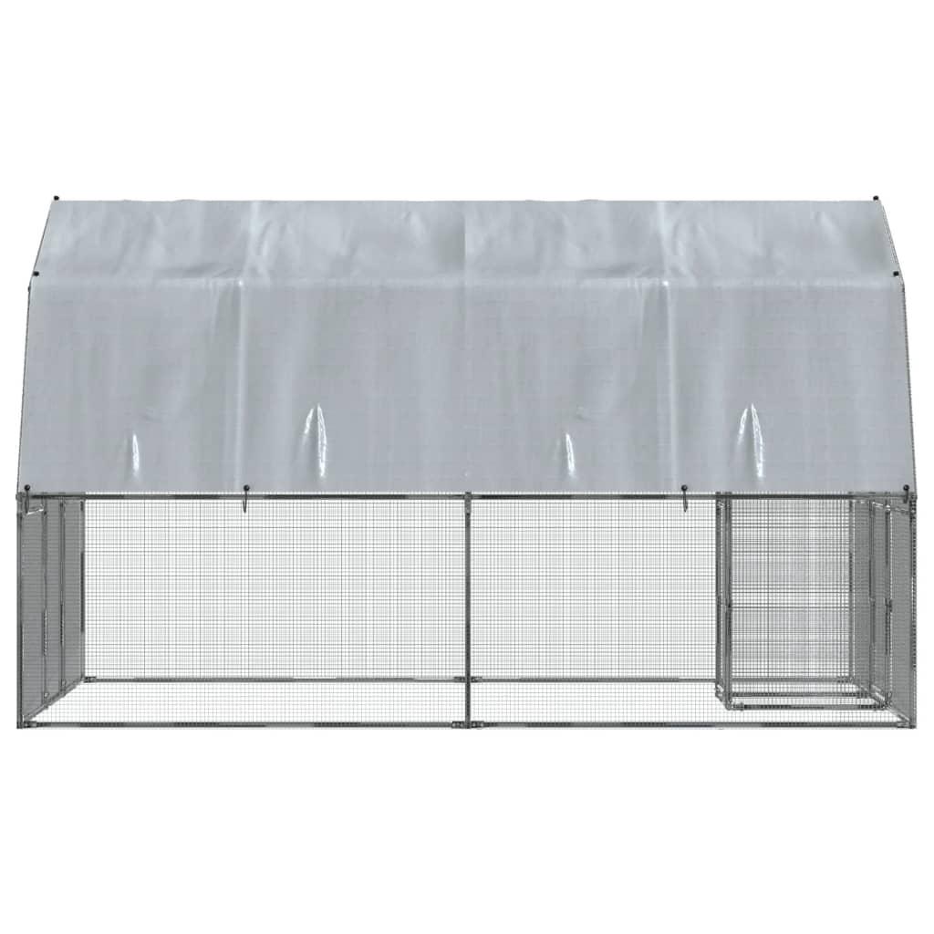 Chicken Cage With Roof And Door Silver Galvanised Steel