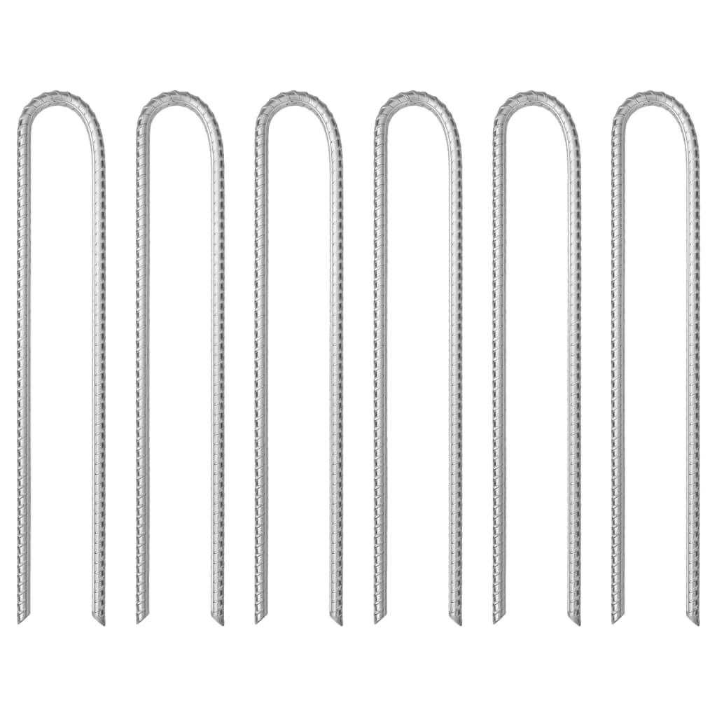 Tent Pegs 6 Pcs U-Shaped Ø10 Mm Galvanised Steel