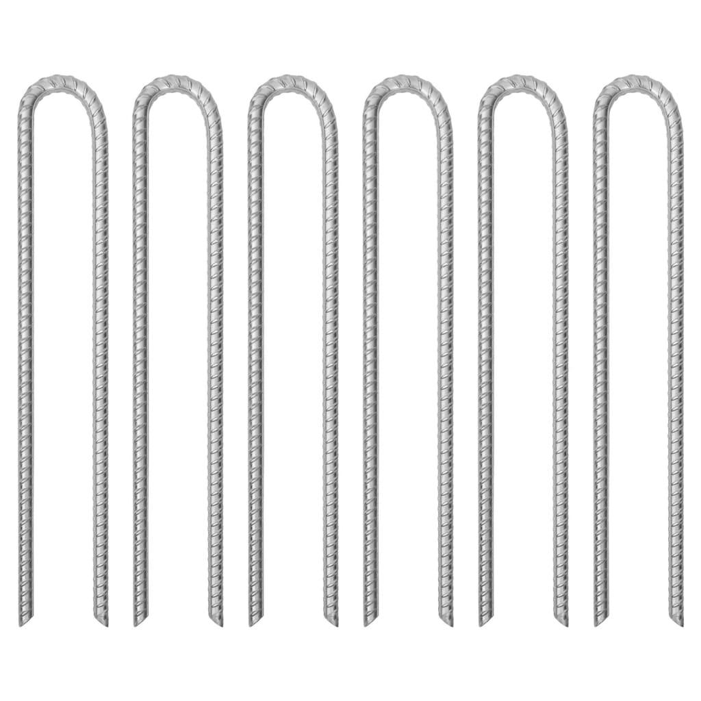 Tent Pegs 6 Pcs U-Shaped Ø10 Mm Galvanised Steel